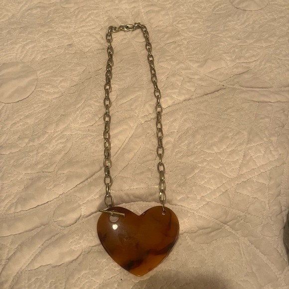 Heart Necklace Vintage Tortoise Shell - Picture 6 of 6